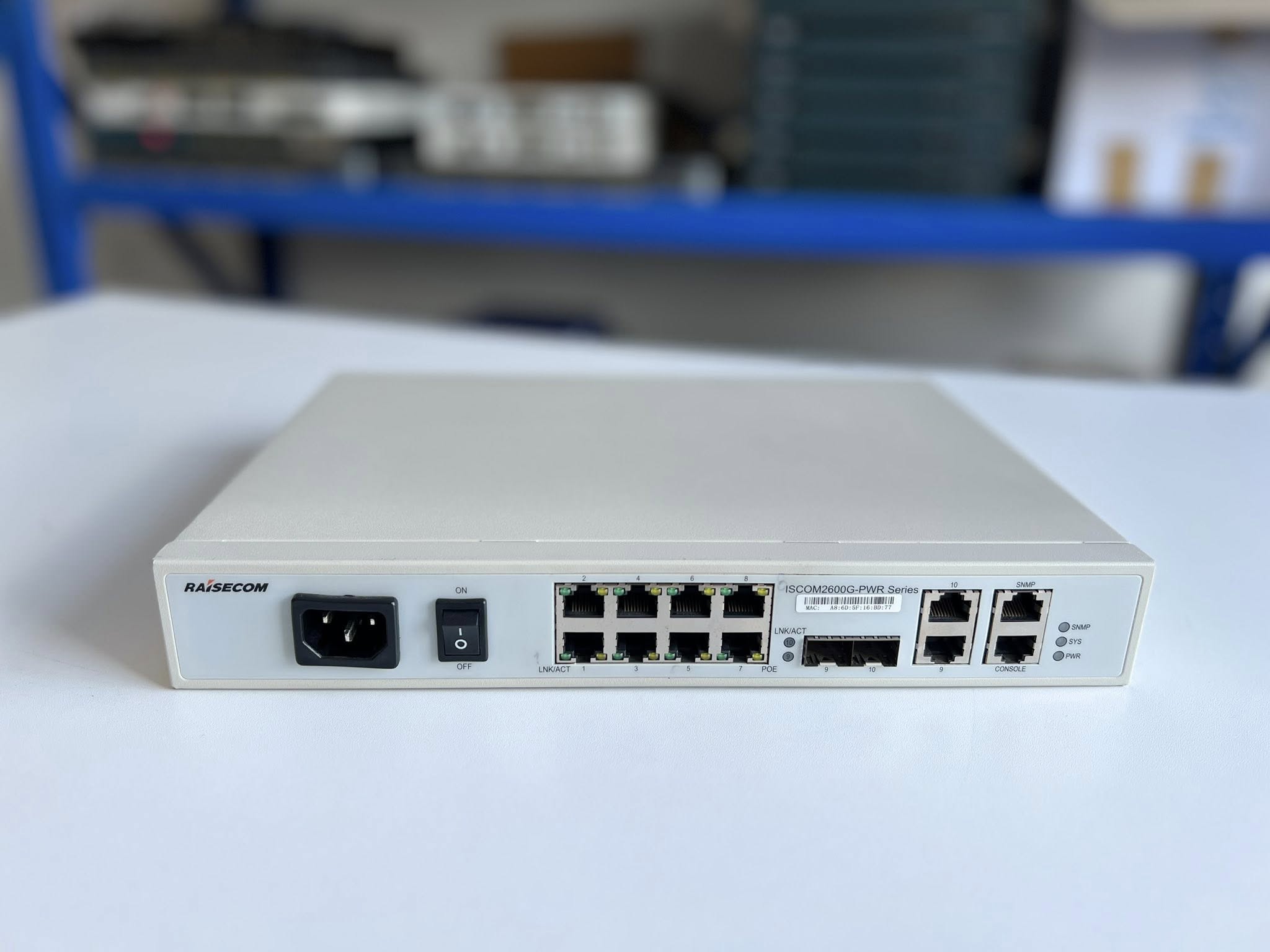 switch Raisecom IScom 2608G-2GE-PWR-AC Gigabit PoE 8 port GUI สวิทกิกะบิตมือสองพร้อมใช้งาน