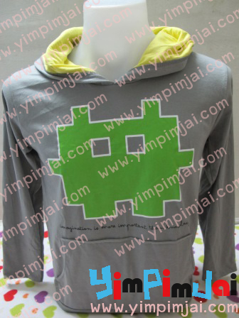 เสื้อฮู้ดสีเทาเบอร์ 29 แขนยาวพับแขน เสื้อห้อง