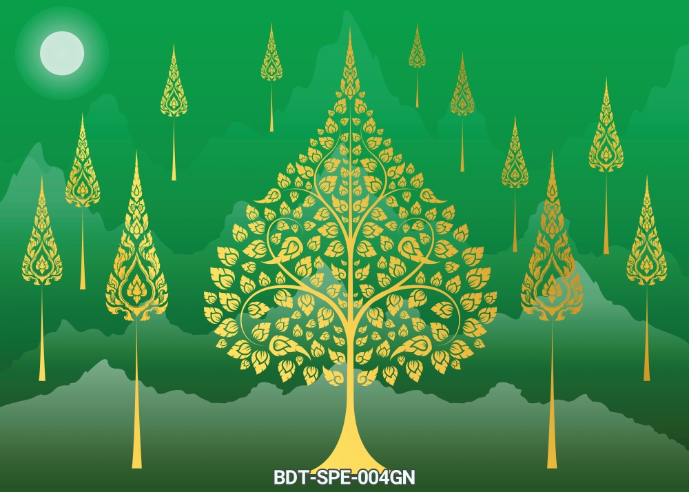 สติ๊กเกอร์ภาพต้นโพธิ์ทอง-เขียว ST-BDT-SPE-004GN