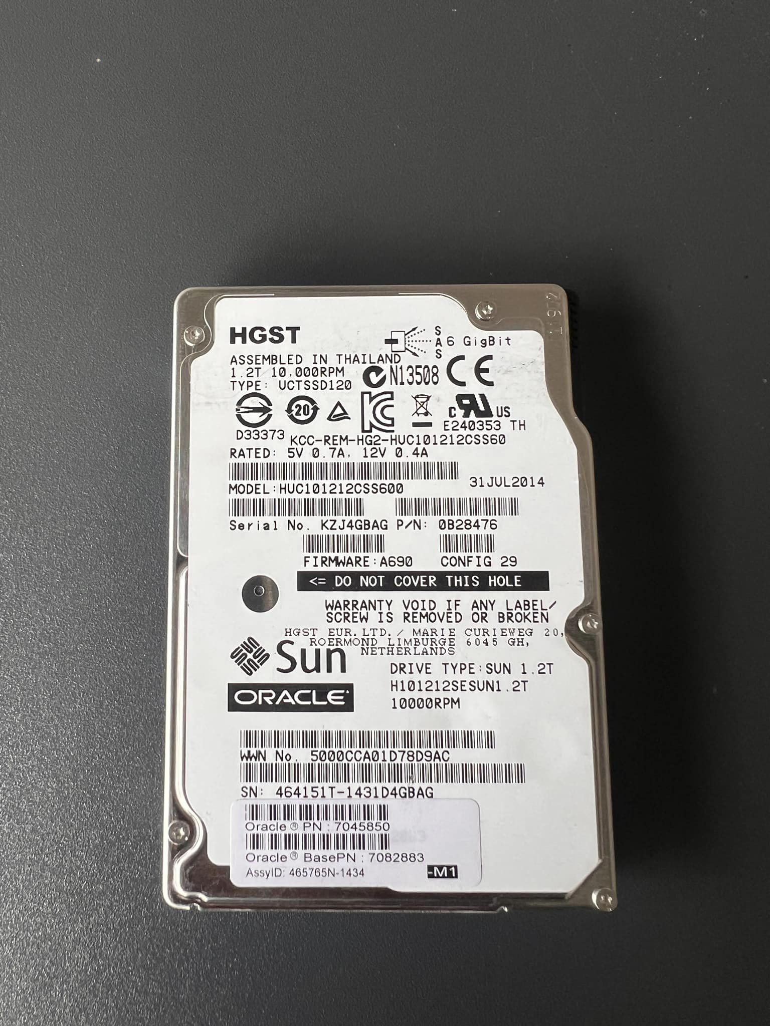 hdd sas 1.2tb 10k 6gbps HGST ฮาร์ดดิสเซิฟเวอร์มือสองพร้อมใช้งาน