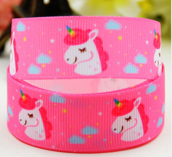 ริบบิ้นผ้าพิมพ์ลาย ยูนิคอร์น (Unicorn) ขนาด กว้าง 38 mm #PN2
