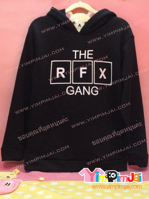 เสื้อกันหนาว สีดำ แขนยาว หมวกดำ สกรีนตามสั่ง The RFX Gang Keep Calm and Stay Grean