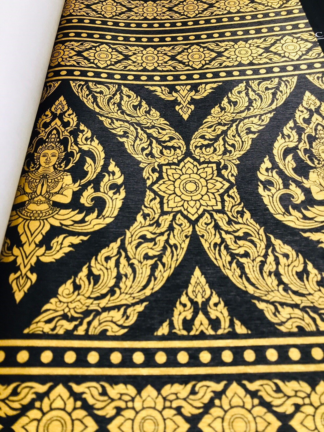 วอลเปเปอร์ลายไทย ลายเทพพนม (ขอบบนล่าง) ดำ-ทอง BD122-10