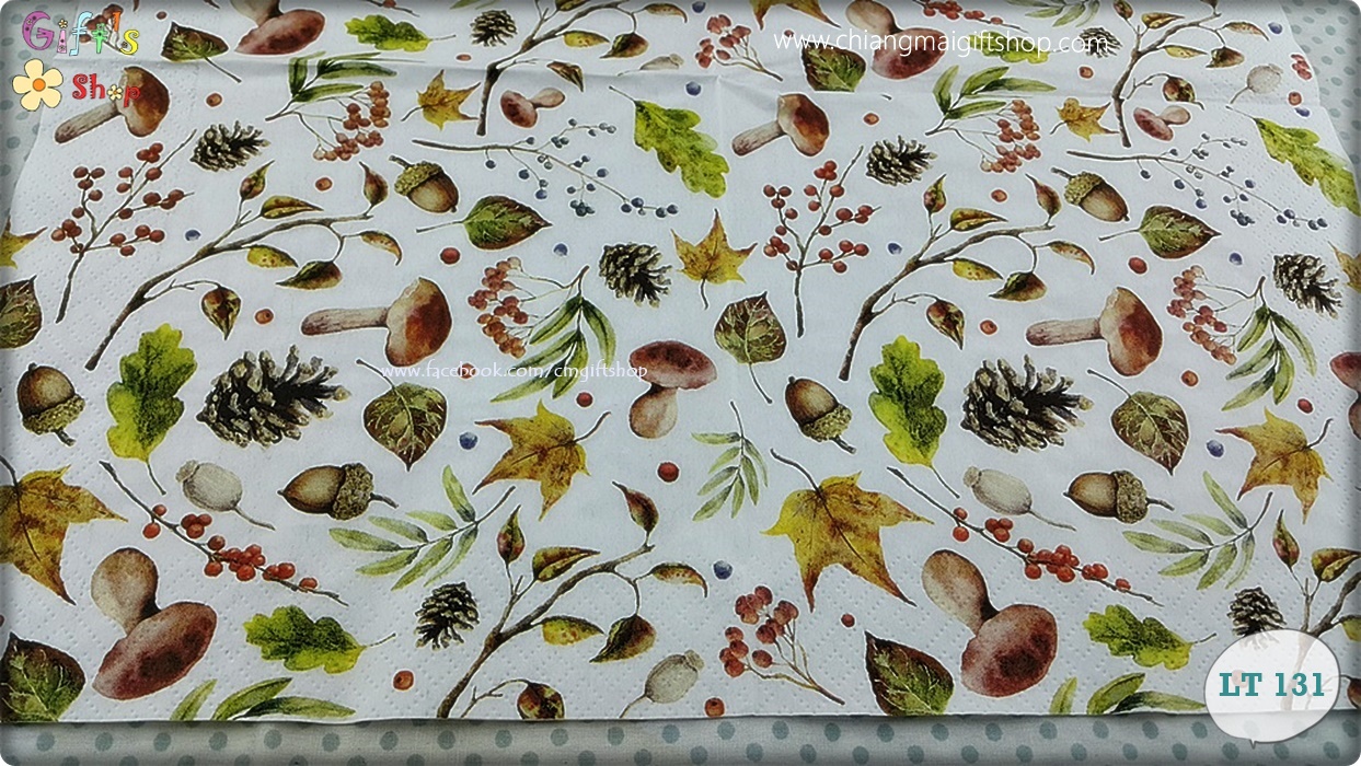 กระดาษแนปกิ้นยุโรป, ลายลูกสน, ลายวอลนัท, ลายใบเมเปิ้ล, ลายเห็ด, ลายใบไม้, พื้นหลังสีขาว, ลายAutumn, ลายฤดูใบไม้ร่วง, ลายฤดูใบไม้เปลี่ยนสี