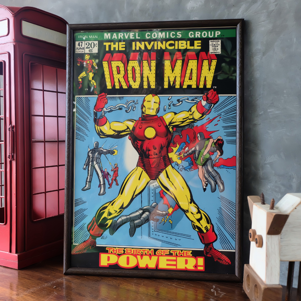 รูปโปสเตอร์พร้อมกรอบรูป รูป iron man ไอรอนเเมน ขนาด 13 x 19 นิ้ว