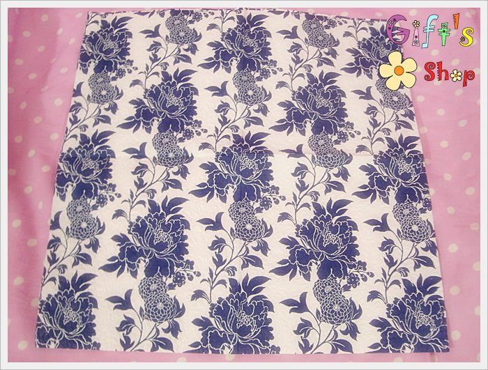 กระดาษแนปกิ้น ลายลูกไม้แบบยุโรปสีน้ำเงิน
