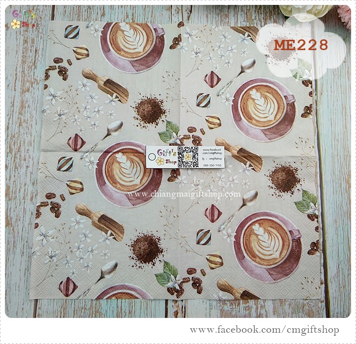 กระดาษแนปกิ้นยุโรป, ลายแก้วกาแฟ, ลายกาแฟร้อน, ลายลาเต้อาร์ต, ลายเกี่ยวกับกาแฟ, COFFEE linen, พื้นหลังสีครีม