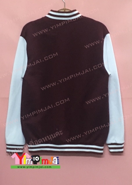 เสื้อแจ็คเก็ตเบสบอลเลือดหมูแขนขาว ปัก SF