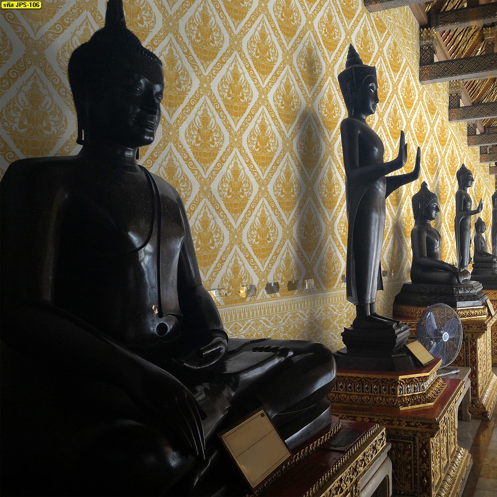 วอลเปเปอร์ลายไทย ลายเทพพนม ขาว - ทอง JPS106