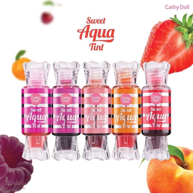 Cathy Doll Sweet Aqua Tint 10g Strawberry อวดปากสวยน่าลิ้มลอง มีให้เลือกทั้งหมด 5 เฉดสี 10 กรัม