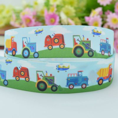 ริบบิ้นผ้าพิมพ์ลาย รถไถ กว้าง 22 mm #CT16