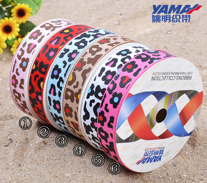 ริบบิ้นผ้าพิมพ์ดอกไม้ กว้าง 25 mm #BC4