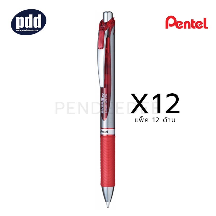 12 ด้าม PENTEL ปากกาหมึกเจล เพนเทล เอ็นเนอร์เจล อาร์ทีเอ็กซ์ ลิควิดเจล PENTEL Energel BL80 RTX Liquid 1.0 mm. Red Gel Pen