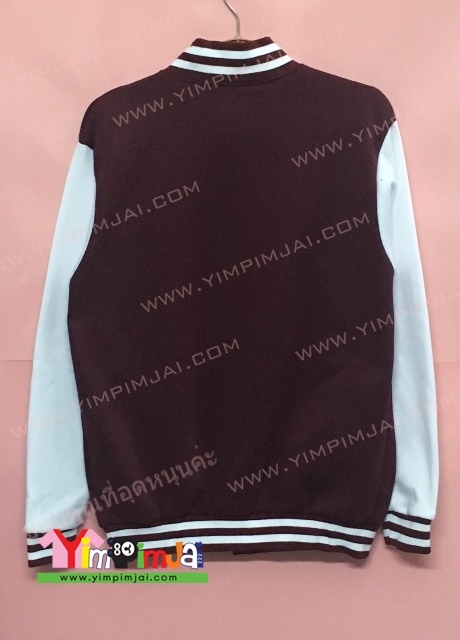 เสื้อแจ็คเก็ตเบสบอลเลือดหมูแขนขาว ปัก SG