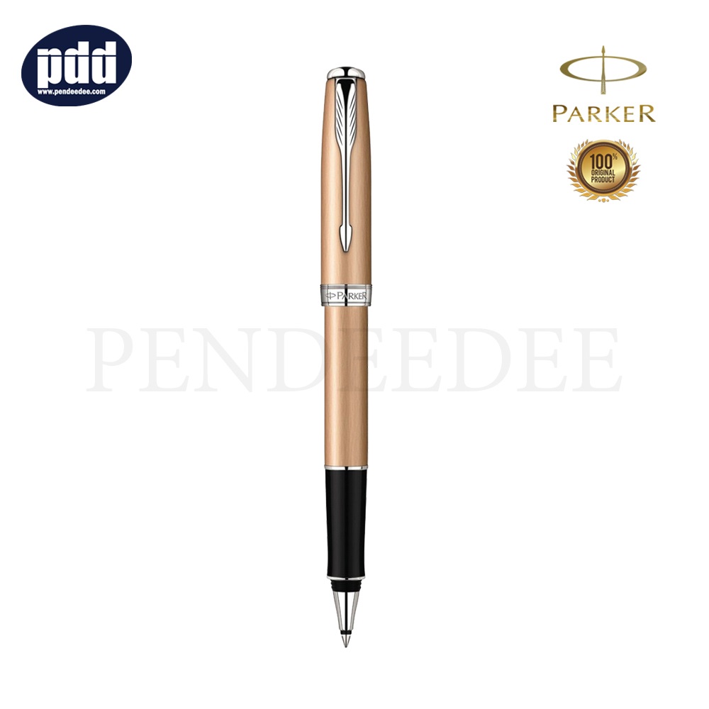 PARKER Sonnet Pink Gold CT Rollerball Pen ปากกาโรลเลอร์บอล ป๊ากเกอร์ ซอนเนต สีพิ้งค์โกลด์ คลิปเงิน