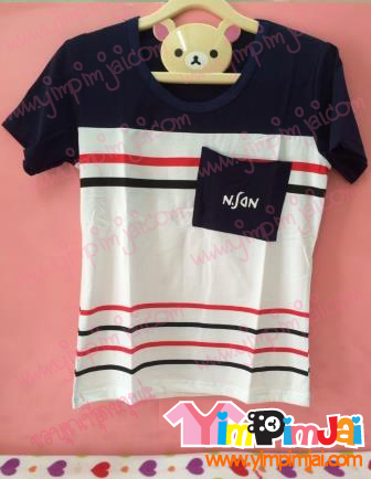 เสื้อคู่ คู่รัก กะลาสี ขาวดำแดง มีกระเป๋าเก๋ๆ