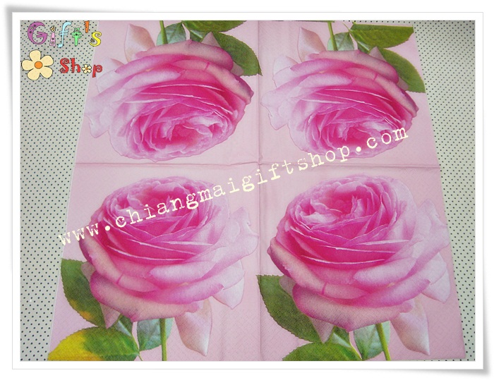 กระดาษแนปกิ้น, ลายดอกกุหลาบ, ลายดอกกุหลาบสีชมพู, พื้นหลังสีชมพูอ่อน, ลายดอกไม้ใหญ่ๆ, ลายดอกกุหลาบใหญ่ๆ