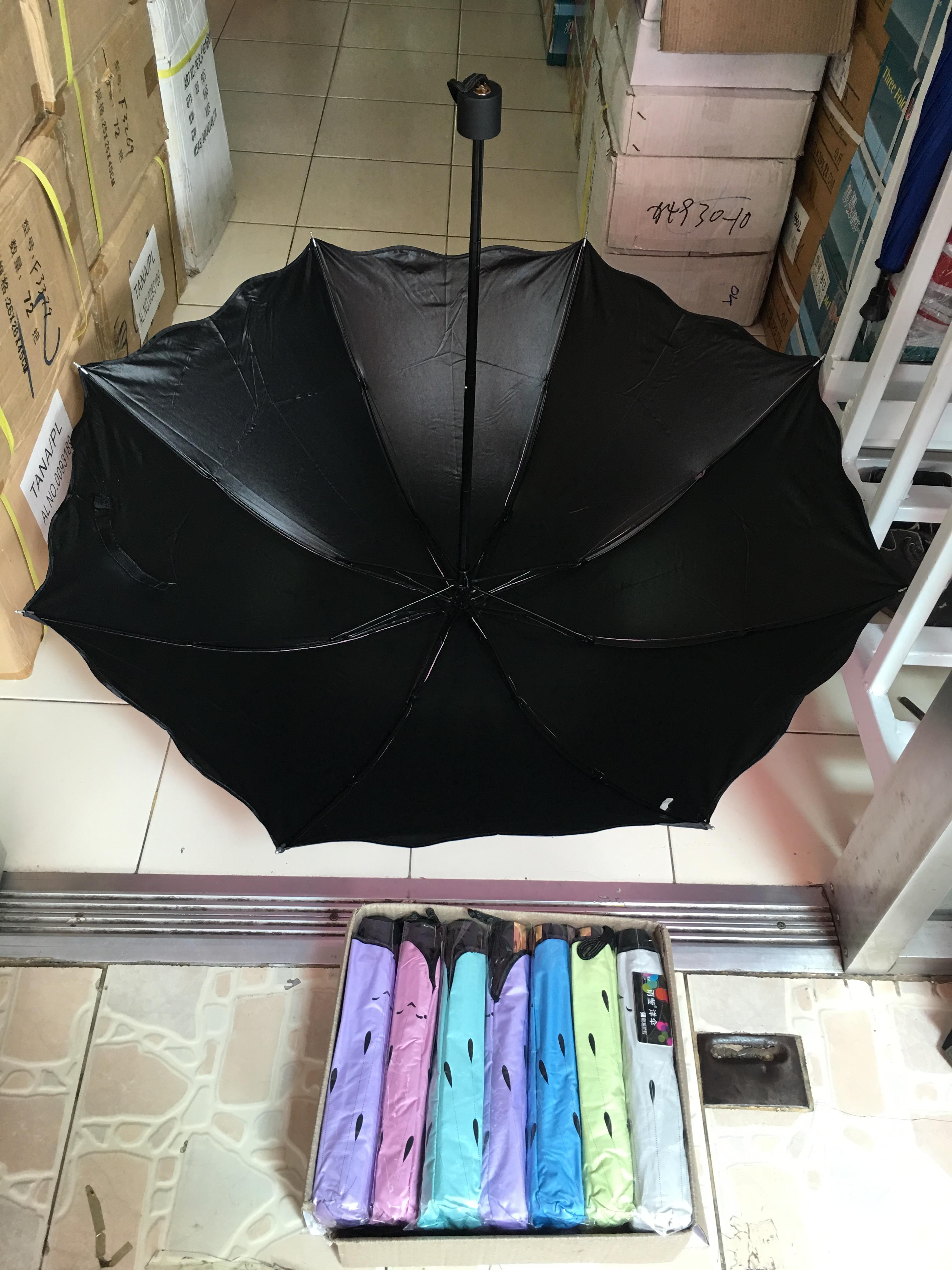 ร่มโค้งแฟชั่น24นิ้วยูวีสีดำ รหัส 1618