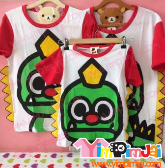 เสื้อครอบครัว พ่อแม่ลูก ไดโนเสาร์ สกรีน หน้า-หลัง