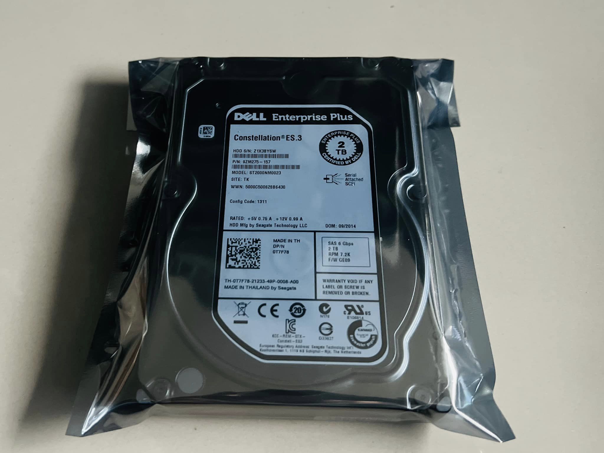 hdd server sas 2tb dell ฮาร์ดดิสเดลมือสองพร้อมใช้งาน