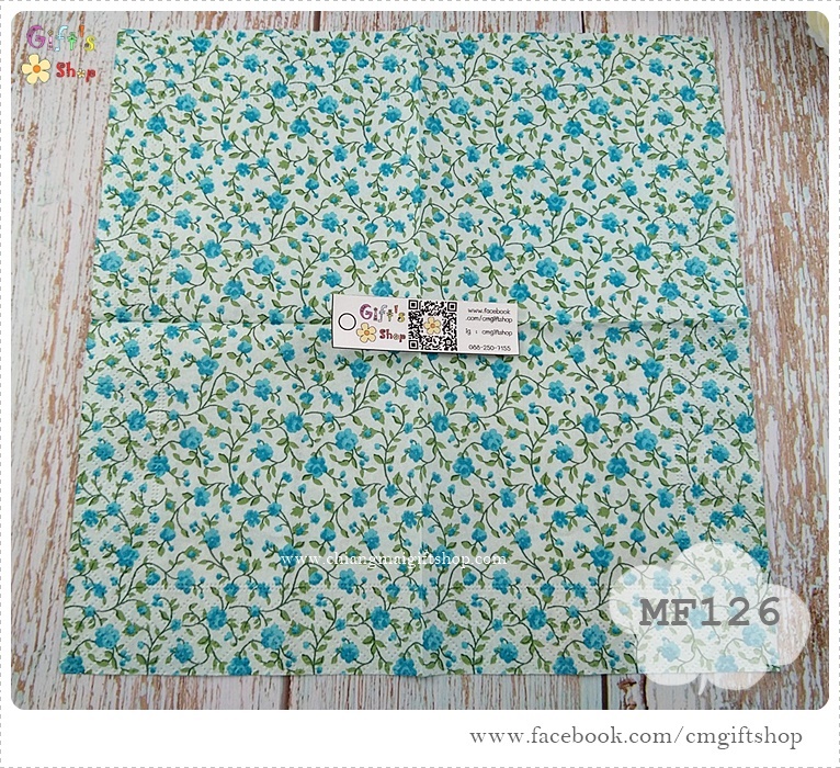 กระดาษแนปกิ้นยุโรป, ลายดอกไม้, ลายดอกไม้สีฟ้า, ลายดอกไม้เล็กๆ, ลายดอกไม้เล็กๆเต็มผืน, ลายดอกไม้เลื้อย, พื้นหลังสีฟ้าอ่อน, ลายเต็มผืน
