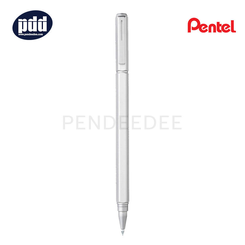 PENTEL ปากกาหมึกเจล เพนเทล เอ็นเนอร์เจล เฮ็กซาก้อน ด้ามโลหะ PENTEL EnerGel Hexagon Metal 0.7 mm. Silver Gel Pen