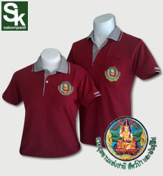 เสื้อโปโล สีแดงเลือดหมูปกเทา ตรากรมอุทยานฯ