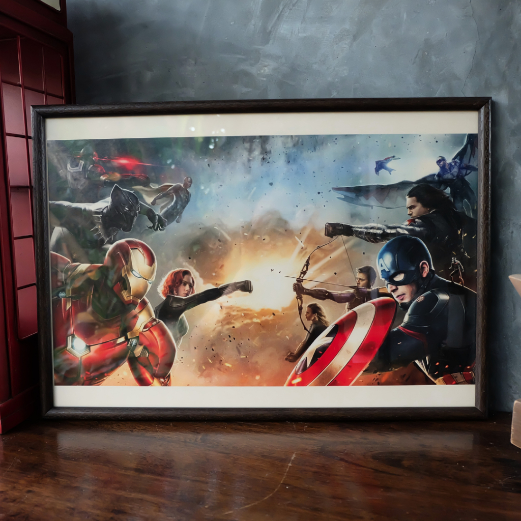 รูปโปสเตอร์พร้อมกรอบรูป วินเทจ สมัยเก่า ตกเเต่งผนังเท่ๆ ขนาด 13 x 19 นิ้ว