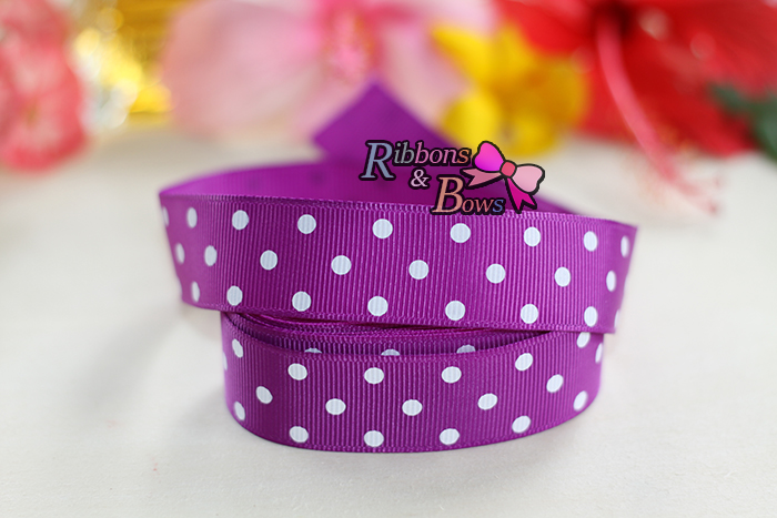ริบบิ้นผ้าพิมพ์ลายจุด กว้าง 22 mm #PD062