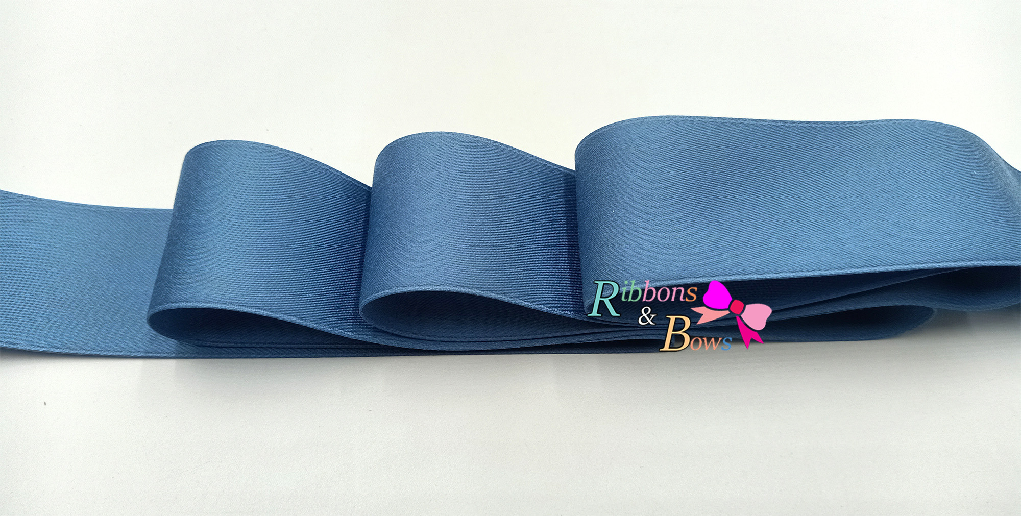 ริบบิ้น poly-cotton เกาหลี สี Antique Blue 10 หลา