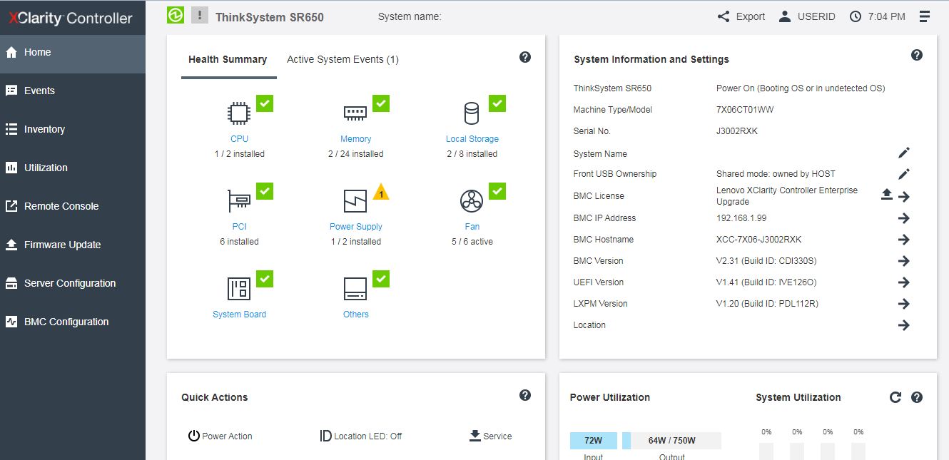 Lenovo ThinkSystem SR650 64gb ssd 240gbเซิฟเวอร์มือสองพร้อมใช้งาน