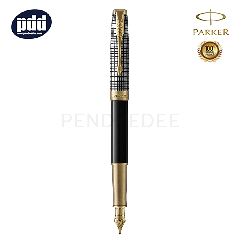 ปากกาสลักชื่อ PARKER ปากกาหมึกซึม ป๊ากเกอร์ ซอนเน็ต สีดำเงิน คลิปทอง PARKER Sonnet Black Silver GT Fountain Pen