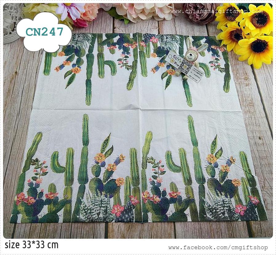กระดาษแนปกิ้น, ลายแคคตัส, ลายดอกแคคตัส, ลายกระบองเพชร, ลายต้นแคคตัส, ลายต้นกระบองเพชร, ลายต้นไม้, พื้นหลังสีขาว, ลายแคคตัสหลายแบบ
