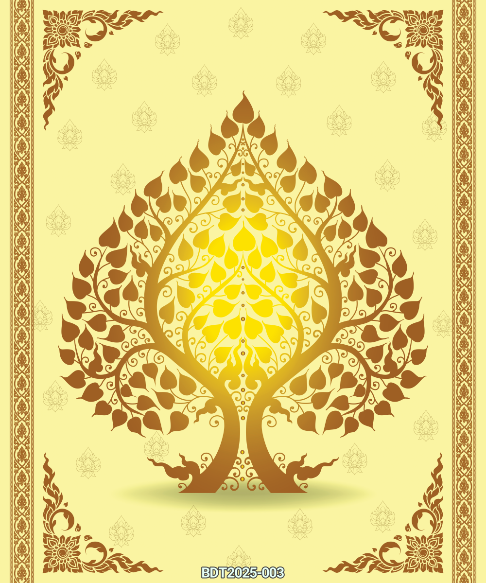 สติ๊กเกอร์ภาพต้นโพธิ์ลายไทย มีกาวในตัว มีให้เลือกหลายขนาด แต่งห้องพระ ร้านนวด-สปา ร้านอาหารไทย ST-BDT2025-003