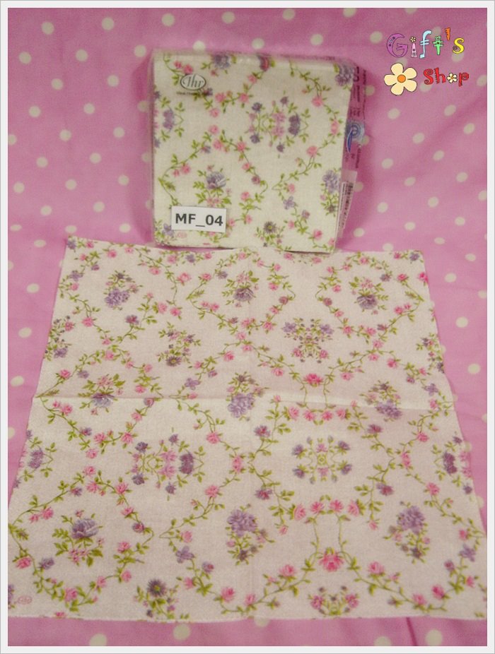 กระดาษแนปกิ้น ลายดอกไม้สีม่วง ชมพู พื้นสีขาว