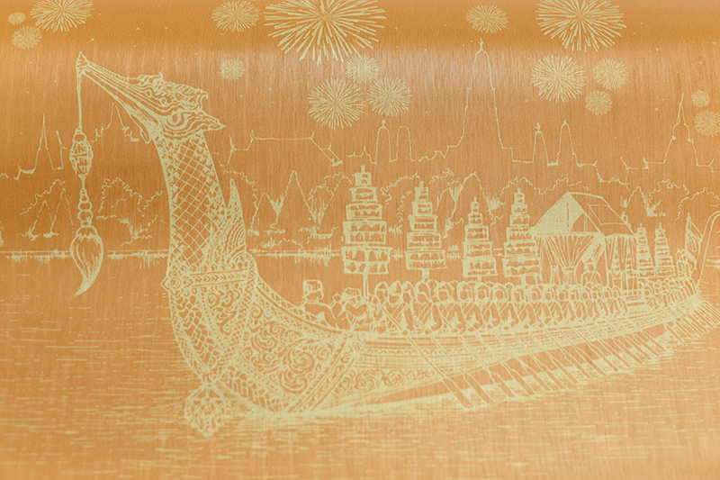 วอลเปเปอร์ลายไทย ลายเรือสุพรรณหงส์ เหลือง-ทอง JPS206