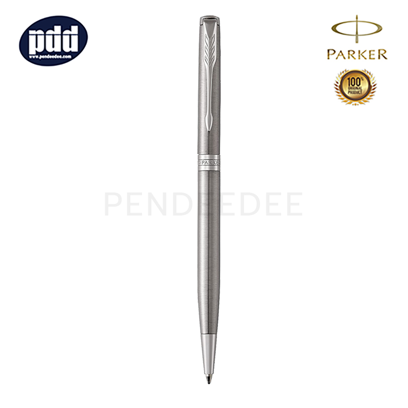 ปากกาสลักชื่อ PARKER ปากกาลูกลื่น ป๊ากเกอร์ ซอนเนต สลิม สีเงิน คลิปเงิน PARKER Sonnet Slim Silver CT Ballpoint Pen