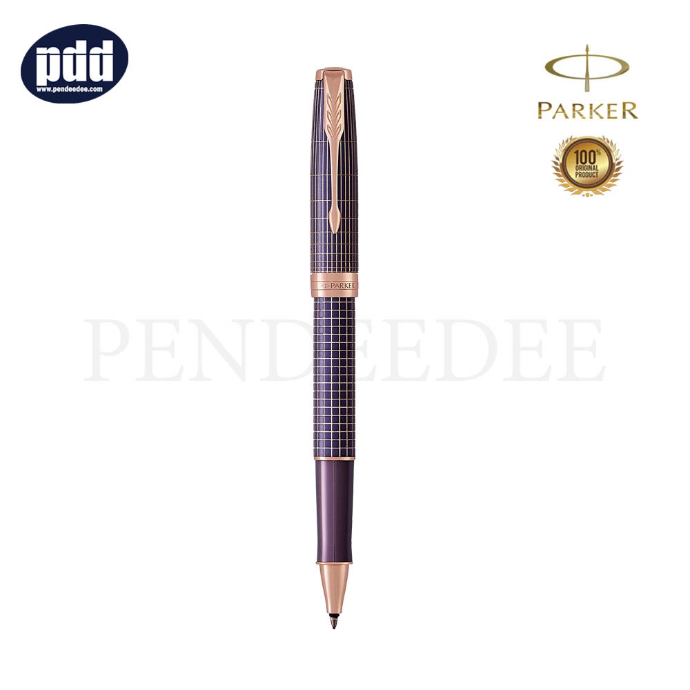 PARKER Sonnet Chiselled Purple PGT Rollerball Pen ปากกาโรลเลอร์บอล ป๊ากเกอร์ ซอนเนต เพิร์ล สีม่วง คลิปพิ้งค์โกลด์