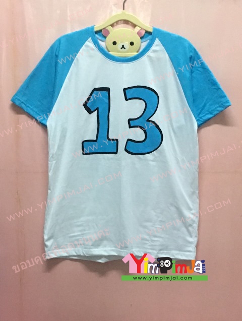 เสื้อยืด สีขาว แขนสั้นสโลปฟ้า สกรีนตามสั่ง 13 NIST DRAMA MIDDLE SCHOOL PRODUCTION CAST and CREW