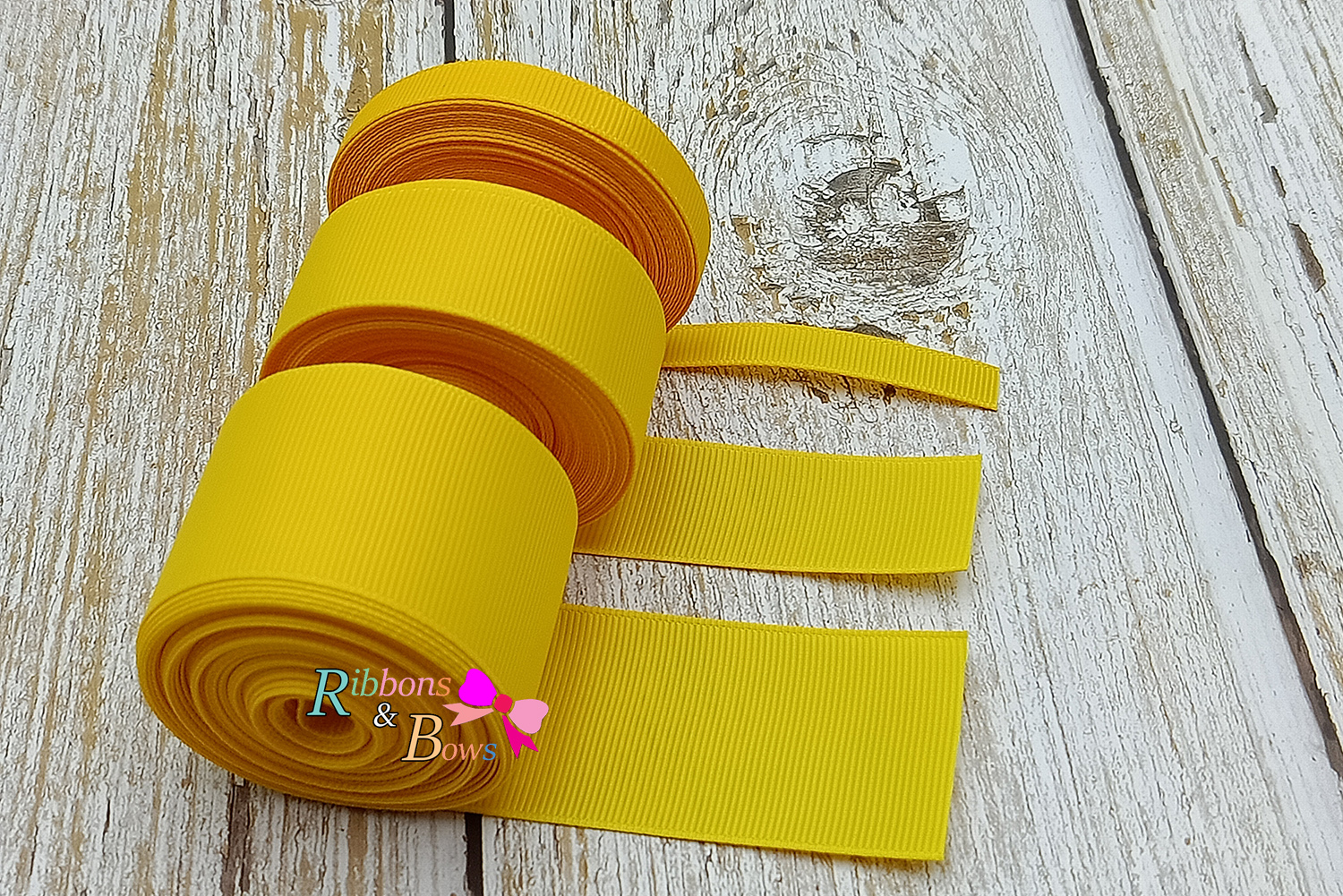 ริบบิ้นผ้าลูกฟูก สีเหลือง (650 Maize) #PC29