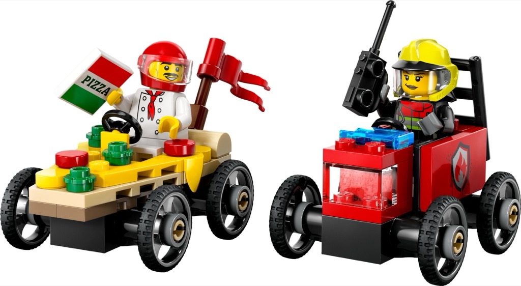 เลโก้ LEGO City 60458 Pizza vs. Fire Truck Race Car Pack