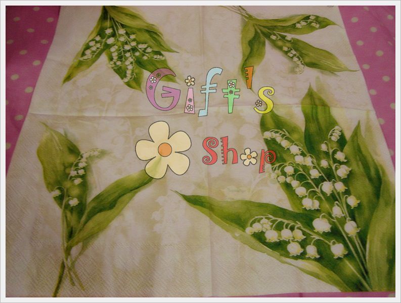 กระดาษแนปกิ้นยุโรป, ลายดอกระฆังแก้ว, ลายwhite bell white, ลายดอกไม้แห่งเทพนิยาย, ลายดอกทิงเกอร์เบลล์, ลายดอกไม้สีขาว, ลายใบไม้สีเขียว, พื้นหลังสีครีม