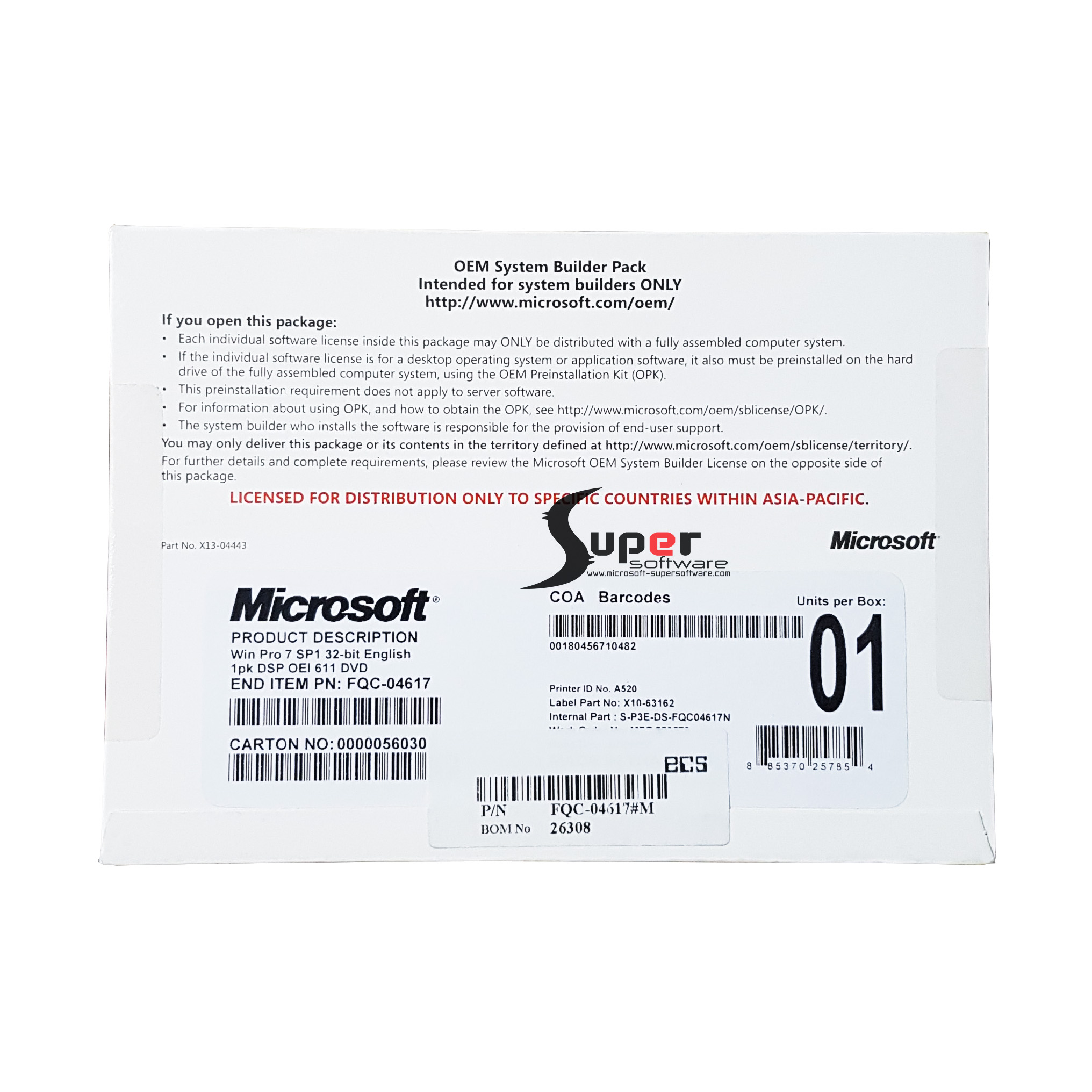 Windows 7 Pro 32 Bit (OEM) FQC-08279