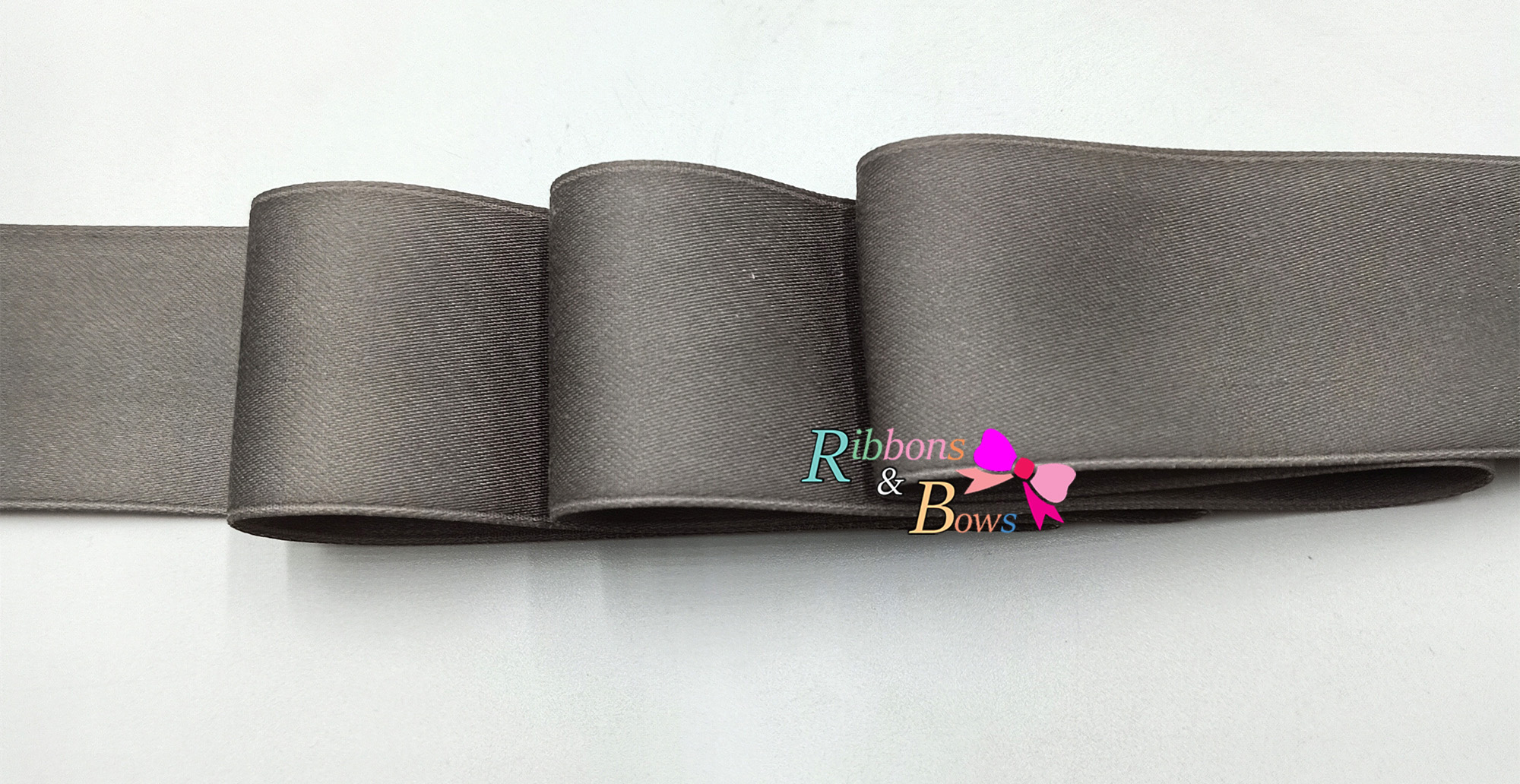 ริบบิ้น poly-cotton เกาหลี สีเทา Metal Grey 10 หลา
