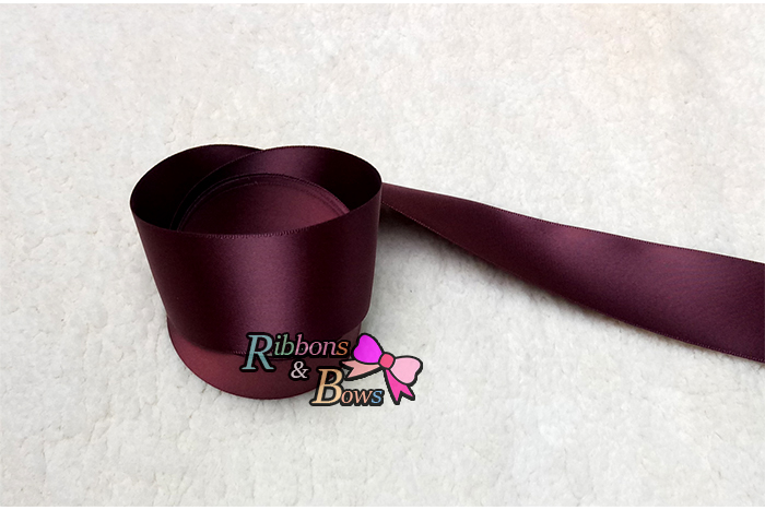 277#Burgundyริบบิ้นผ้าซาติน 2 หน้า สีแดงเข้ม #WA37