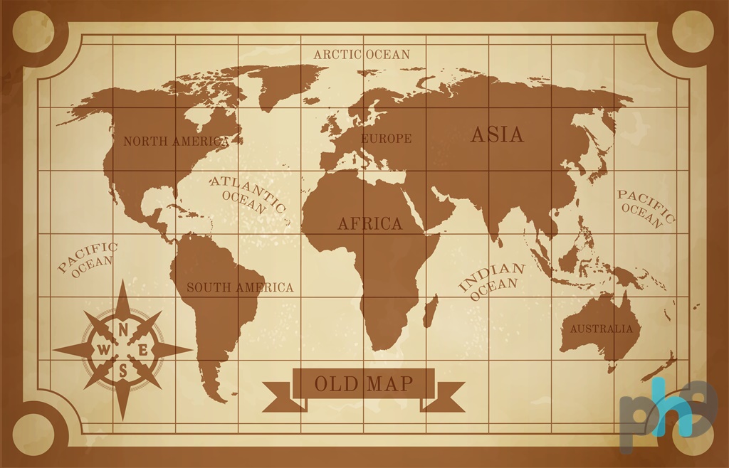 วอลเปเปอร์ภาพพิมพ์ แผนที่โลก (World Map) WRM-0008