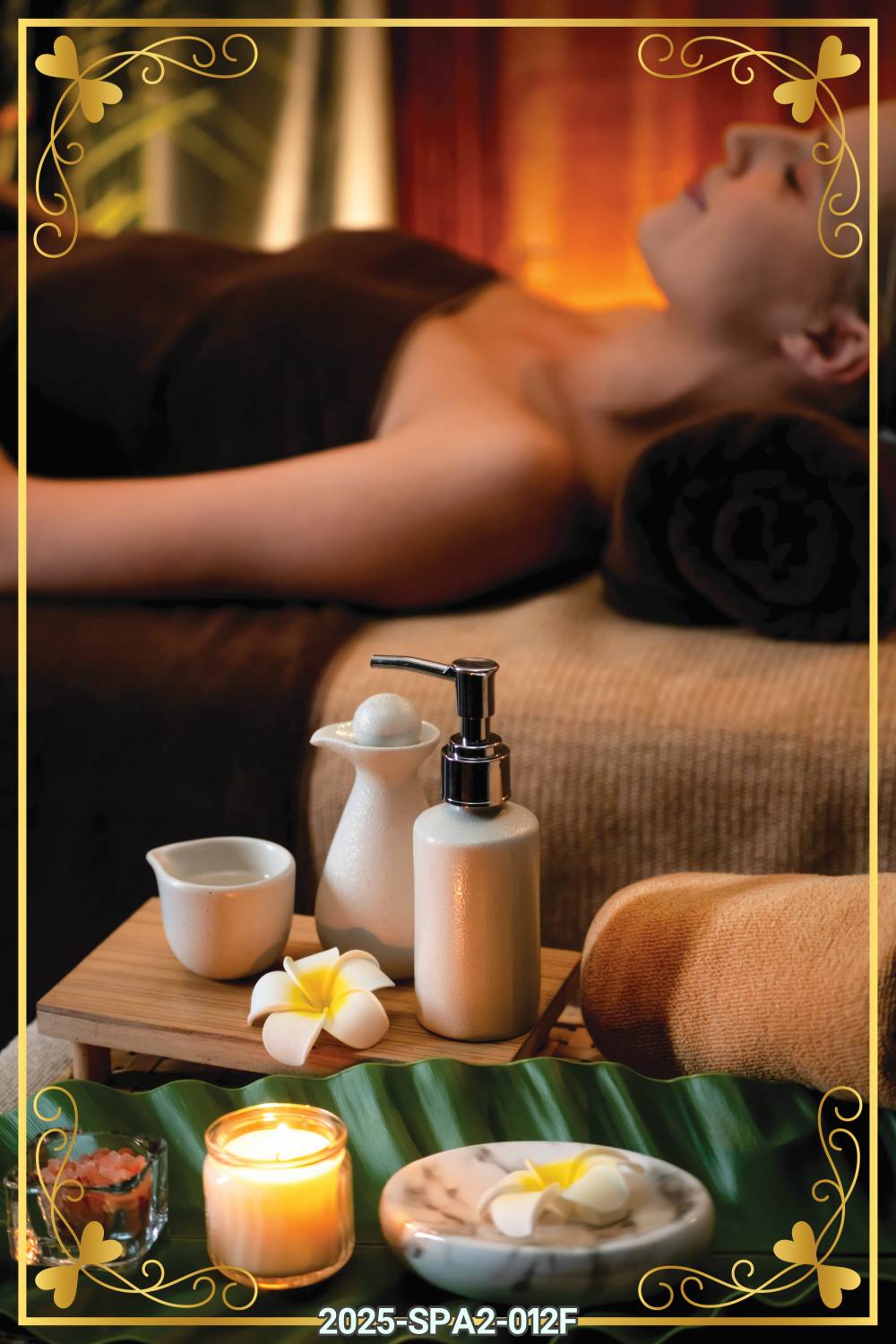 สติ๊กเกอร์ภาพคนนวด พร้อมลายกรอบในตัว (ภาพแนวตั้ง) ST-2025-SPA2F(80x120cm)