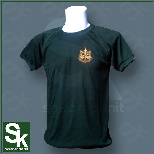 เสื้อยืดสีเขียวล้วน แขนจั๊ม..