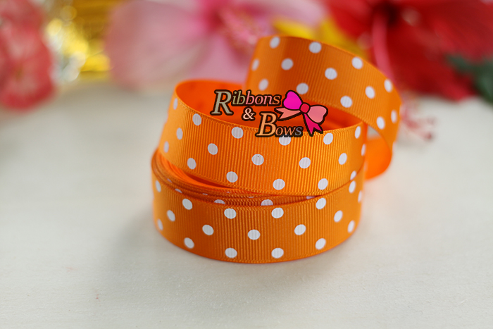 ริบบิ้นผ้าพิมพ์ลายจุด กว้าง 22 mm #PD064