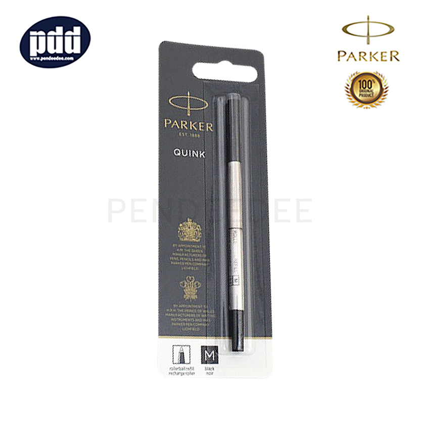 PARKER ไส้ปากกาโรลเลอร์บอล ป๊ากเกอร์ ควิ้ง หมึกดำ หัวเอ็ม 0.7 มม. PARKER Quink Black Ink Medium Point 0.7 mm. Rollerball Refill